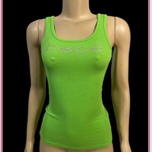Bebe Ribbed Rhinestone Embellished bebe logo tank top Excellent used condition S